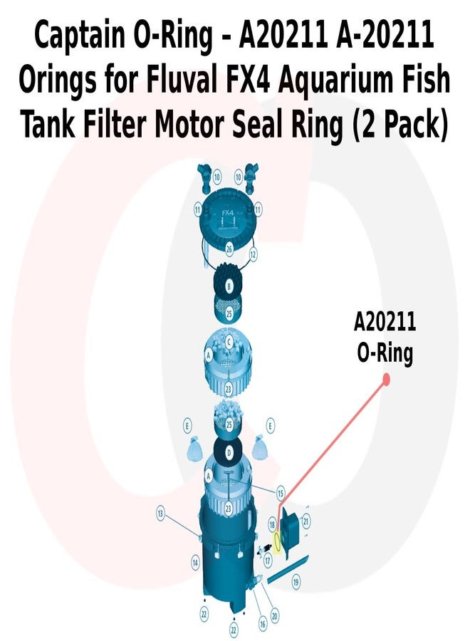 Captain O-Ring - A20211 A-20211 Orings for Fluval FX4 Aquarium Fish Tank Filter Motor Seal Ring (2 Pack) - Image 2